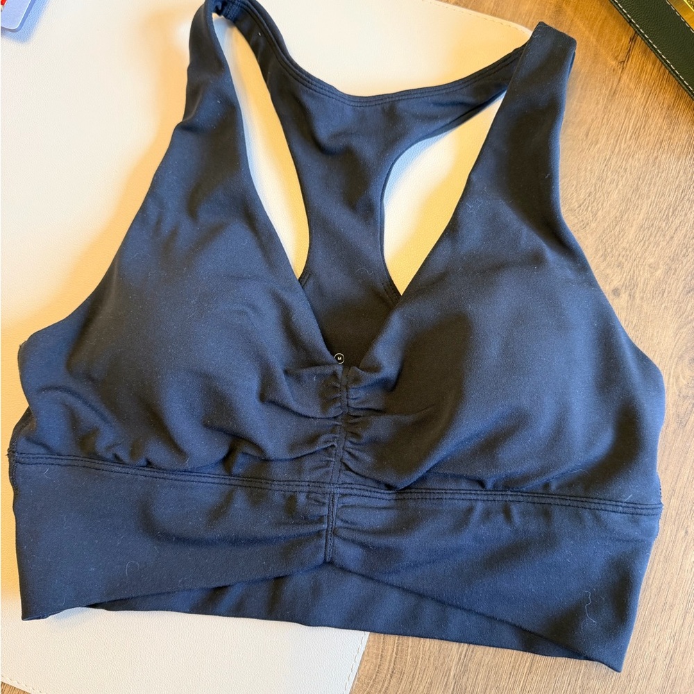 PARAGON Black Racerback Sports Bra with Front Ruching and legging - set - size M
